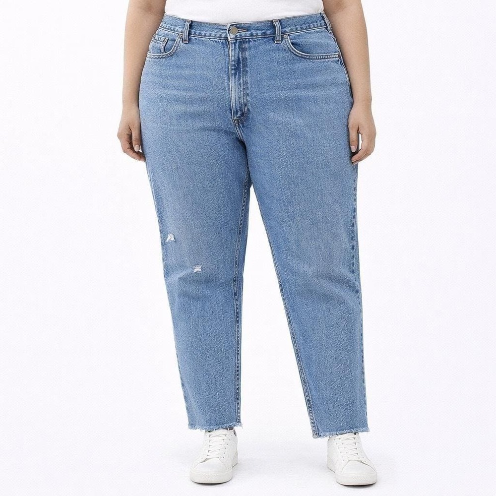 90s Vintage Levis 550 Stone Wash Tapered Leg Raw Hem Jeans Womens 22W